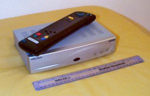 The box, remote and a 30cm ruler